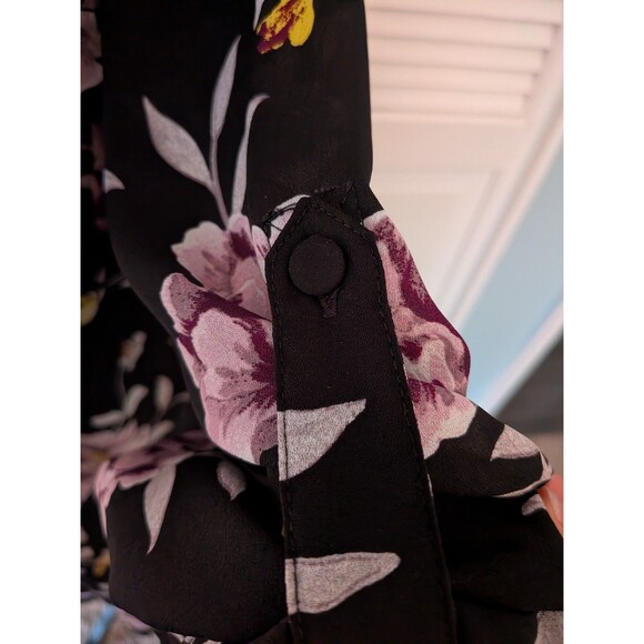 Torrid Top Womens 2X Harper Black Floral Chiffon 3/4Sleeve Tunic Blouse Romantic - Picture 7 of 15